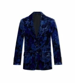 TOM FORD PRINTED FLORAL COOPER JACKET - BLUE