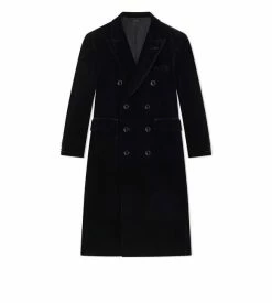 TOM FORD VELVET TAILORED OVERCOAT - BLACK
