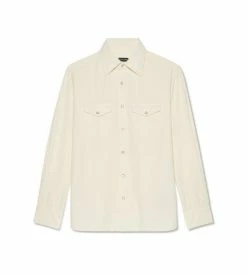 TOM FORD JAPANESE MINI CORD SLIM FIT BARREL CUFF SHIRT - HONEY BEIGE