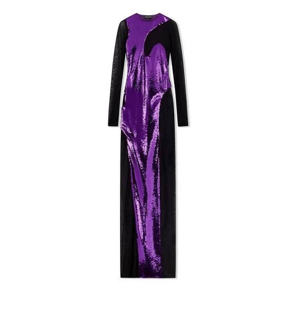 TOM FORD LIQUID SEQUINS EVENING DRESS - AMETHYST