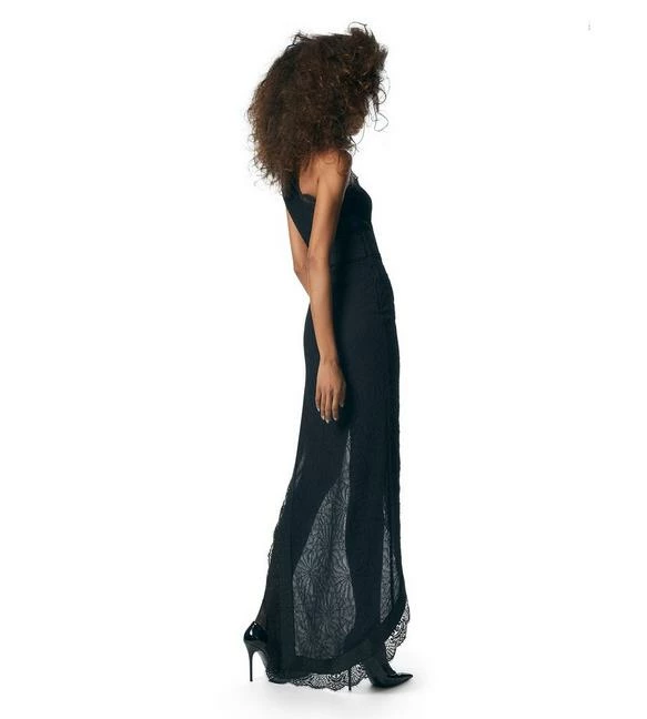 TOM FORD LACE ONE SHOULDER EVENING DRESS - BLACK - Image 3