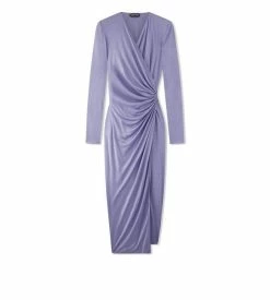 TOM FORD SILK JERSEY WRAP DRESS - PALE PARMA VIOLET