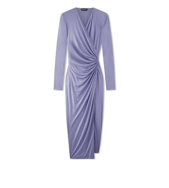 TOM FORD SILK JERSEY WRAP DRESS - PALE PARMA VIOLET