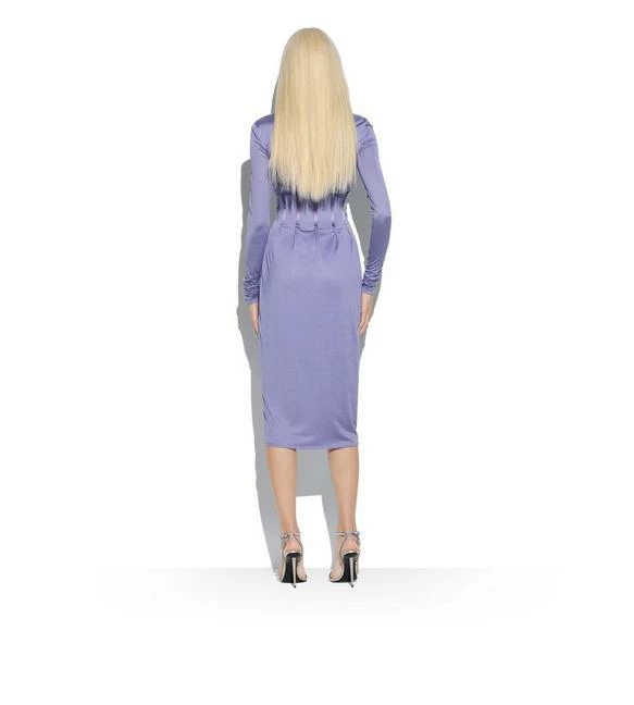 TOM FORD SILK JERSEY WRAP DRESS - PALE PARMA VIOLET - Image 3