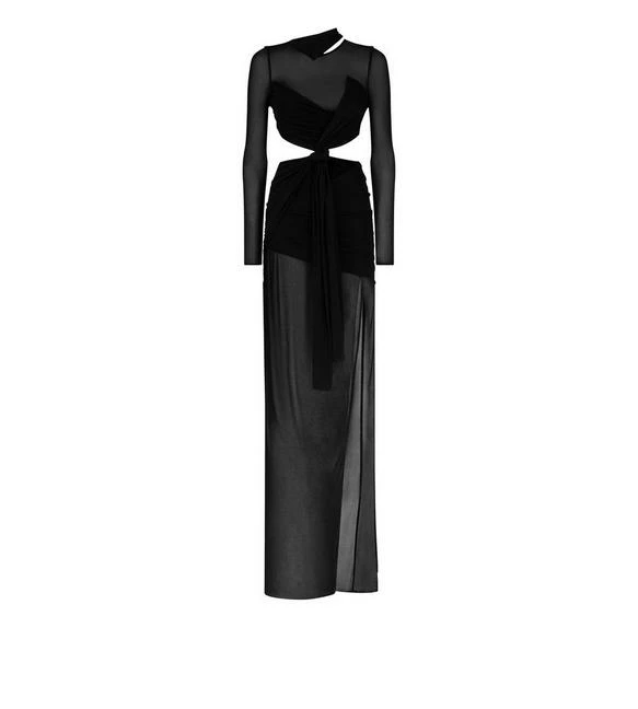 TOM FORD TRANSPARENT CUT-OUT EVENING DRESS - BLACK