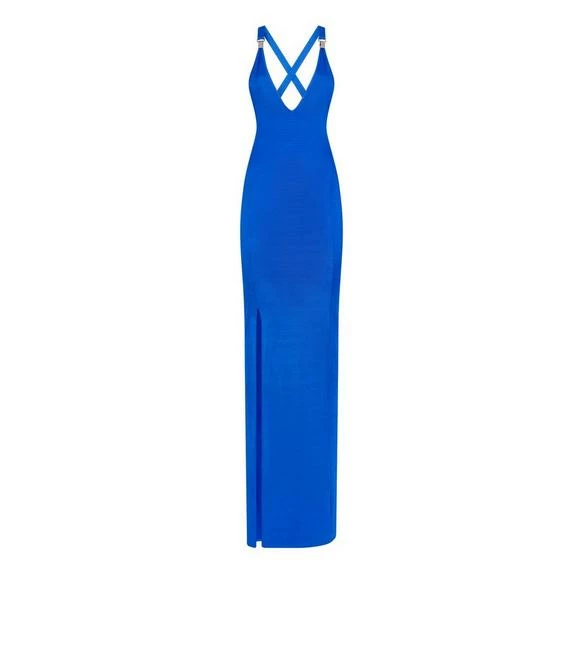 TOM FORD V-NECK EVENING DRESS - COBALT BLUE