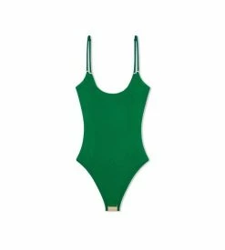 TOM FORD EXTRA FINE CASHMERE SILK RIB SLEEVELESS BODYSUIT - EMERALD GREEN