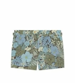 TOM FORD DUSTY HIBISCUS PRINT SWIM SHORT - BLUE + GREEN