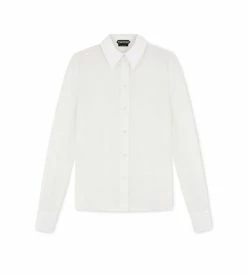 TOM FORD CREPE DE CHINE FITTED SHIRT - CHALK
