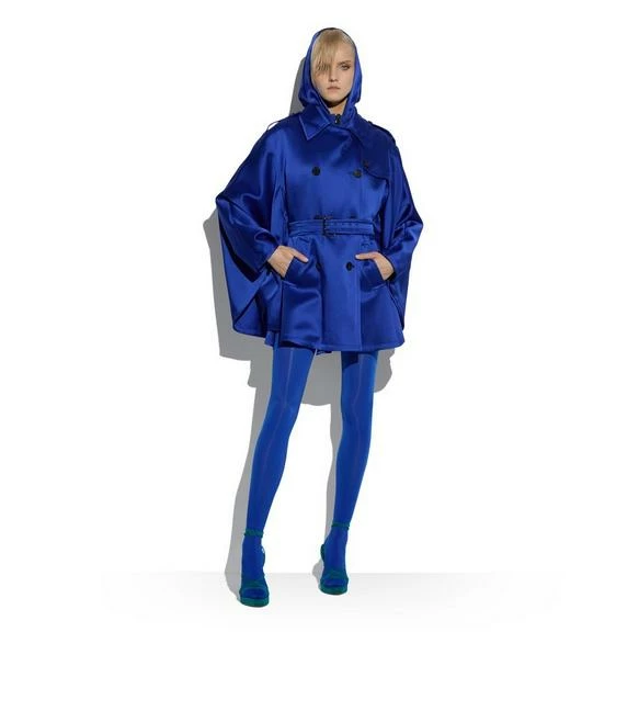 TOM FORD FLUID DOUBLE-FACED SATIN CAPE COAT - OCEAN - Image 2
