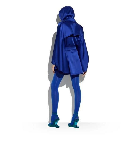 TOM FORD FLUID DOUBLE-FACED SATIN CAPE COAT - OCEAN - Image 3