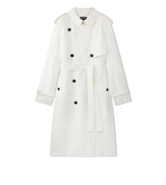 TOM FORD WATER REPELLENT FLUID TWILL TRENCH COAT - CHALK