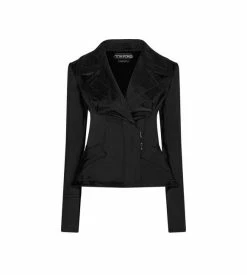 TOM FORD WRAP PEPLUM JACKET - BLACK