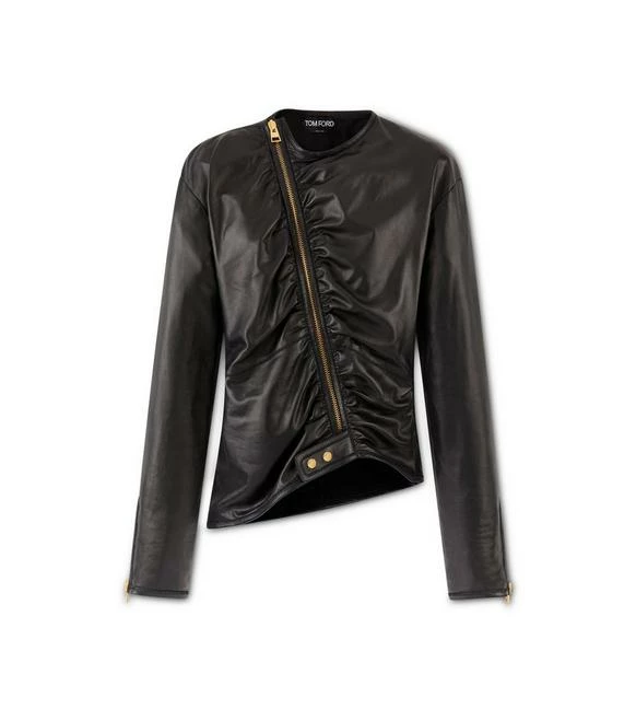 TOM FORD SOFT SILK NAPPA RUCHED JACKET - BLACK