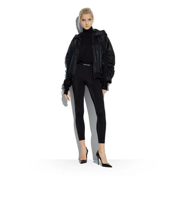 TOM FORD SHINY TECHNICAL DUCHESSE RUCHED HOODIE - BLACK - Image 2