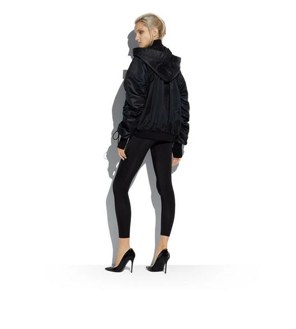 TOM FORD SHINY TECHNICAL DUCHESSE RUCHED HOODIE - BLACK - Image 3