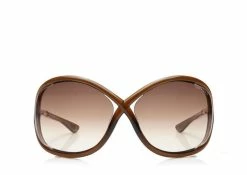TOM FORD WHITNEY OVERSIZED SOFT ROUND SUNGLASSES - DARK BROWN