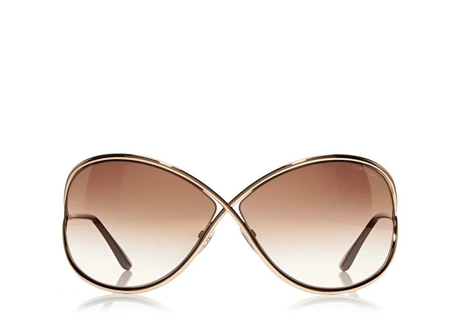 TOM FORD MIRANDA OVERSIZED SOFT SQUARE SUNGLASSES - ROSE GOLD & BROWN