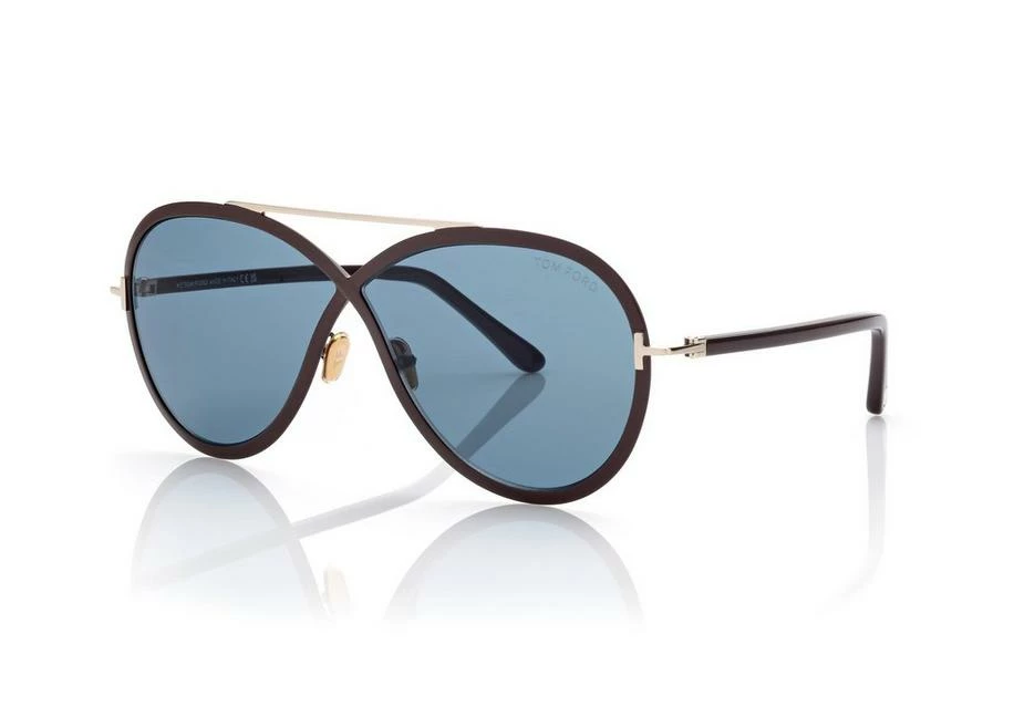 TOM FORD RICKIE SUNGLASSES - SHINY DARK BROWN / BLUE - Image 2