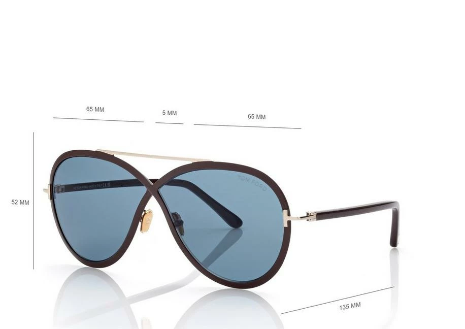 TOM FORD RICKIE SUNGLASSES - SHINY DARK BROWN / BLUE - Image 4