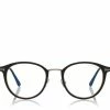 TOM FORD BLUE BLOCK ROUND METAL OPTICALS - BLACK
