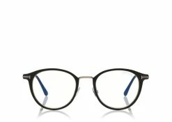 TOM FORD BLUE BLOCK ROUND METAL OPTICALS - BLACK