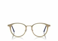 TOM FORD BLUE BLOCK ROUND METAL OPTICALS - ROSE GOLD
