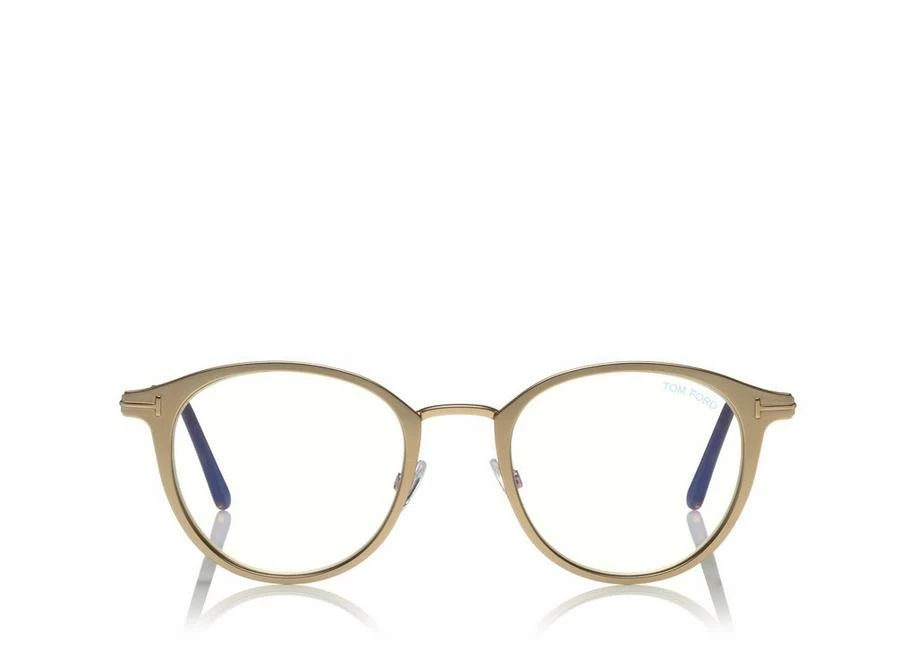 TOM FORD BLUE BLOCK ROUND METAL OPTICALS - ROSE GOLD