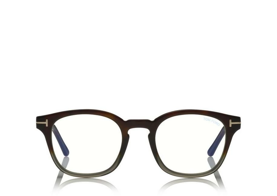 TOM FORD BLUE BLOCK SOFT ROUND OPTICALS - GREY HAVANA