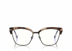 TOM FORD BLUE BLOCK METAL CAT EYE OPTICALS - LIGHT HAVANA