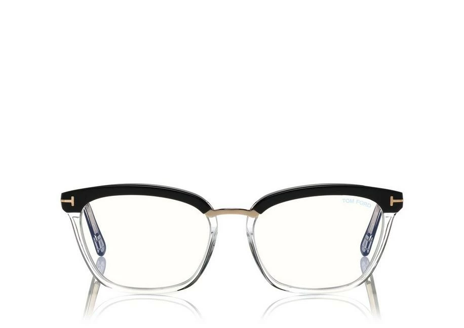 TOM FORD BLUE BLOCK SOFT SQUARE OPTICALS - BLACK + BROWN