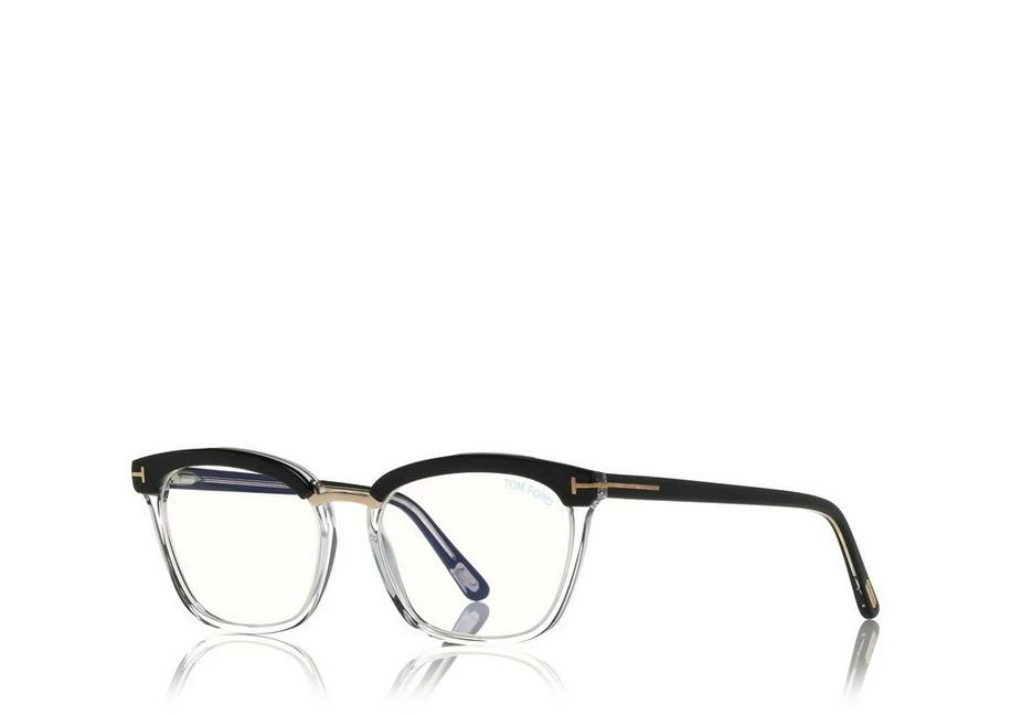 TOM FORD BLUE BLOCK SOFT SQUARE OPTICALS - BLACK + BROWN - Image 2