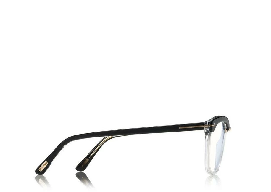 TOM FORD BLUE BLOCK SOFT SQUARE OPTICALS - BLACK + BROWN - Image 3