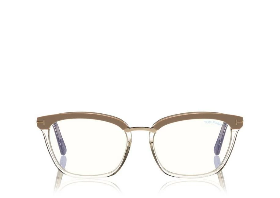 TOM FORD BLUE BLOCK SOFT SQUARE OPTICALS - PINK-ICE WHITE
