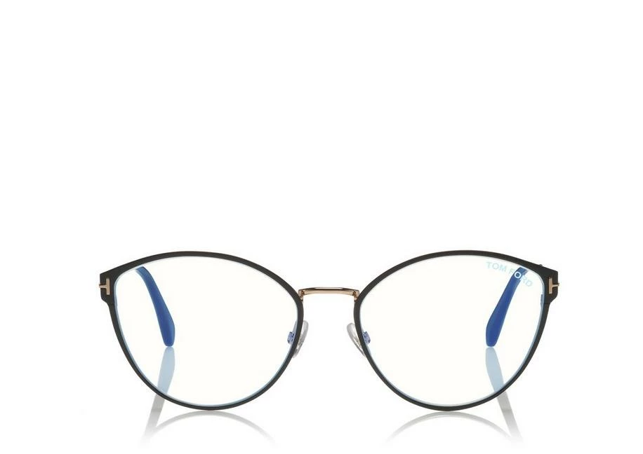 TOM FORD BLUE BLOCK SOFT ROUND OPTICALS - BLACK + BROWN