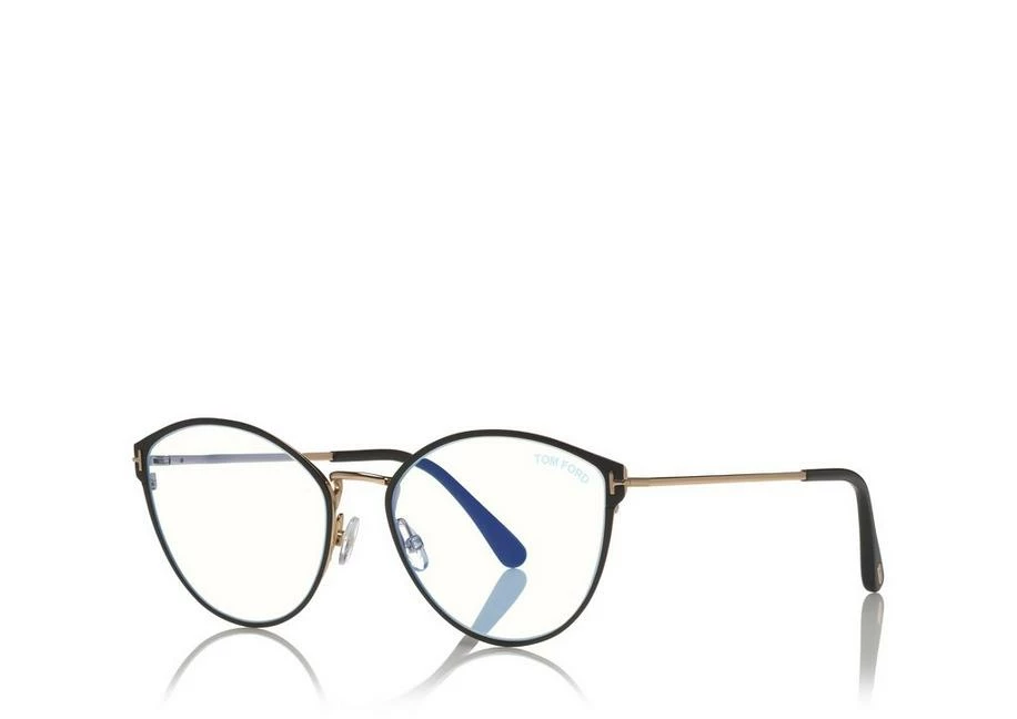 TOM FORD BLUE BLOCK SOFT ROUND OPTICALS - BLACK + BROWN - Image 2