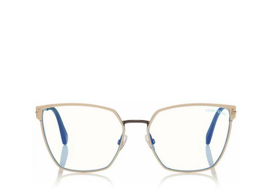 TOM FORD BLUE BLOCK SOFT SQUARE OPTICALS - BLACK/IVORY
