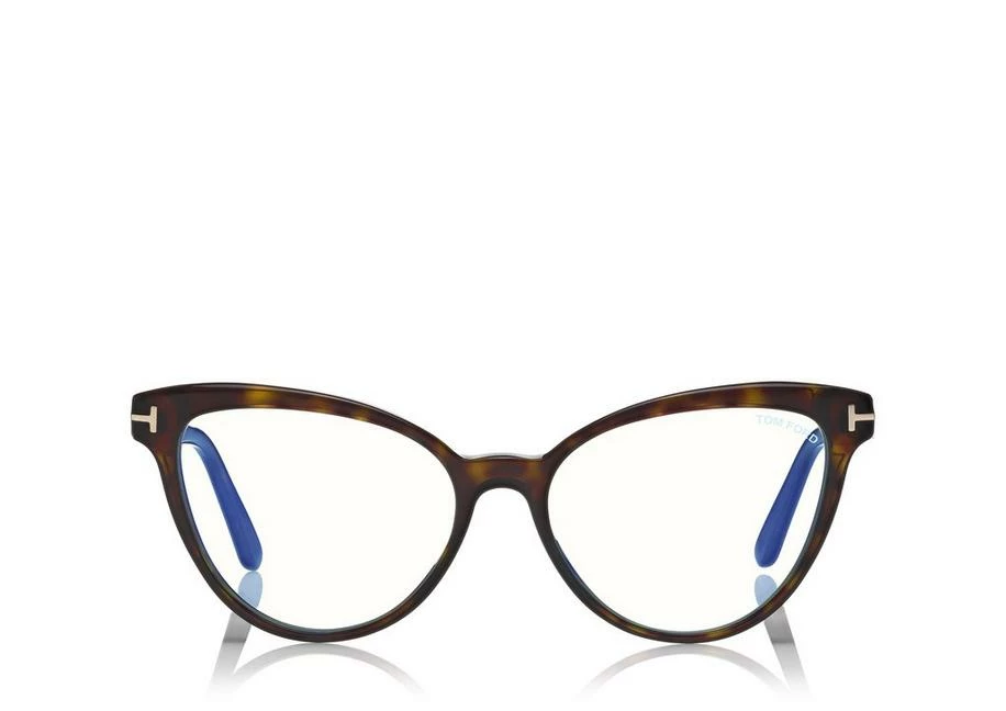 TOM FORD BLUE BLOCK SOFT CAT EYE OPTICALS - DARK HAVANA