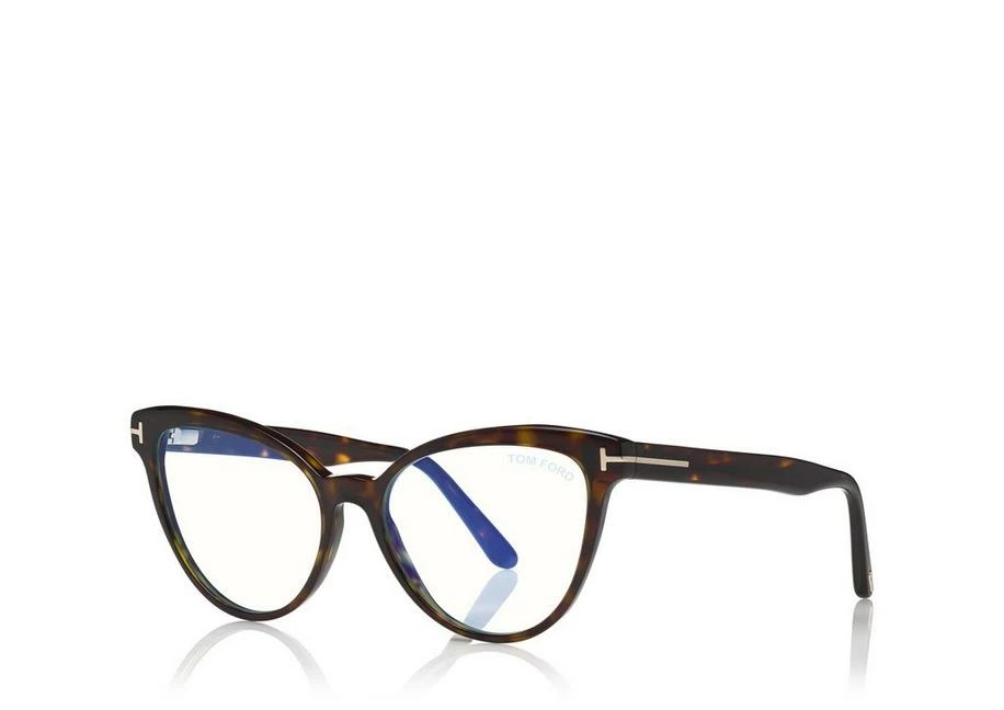 TOM FORD BLUE BLOCK SOFT CAT EYE OPTICALS - DARK HAVANA - Image 2