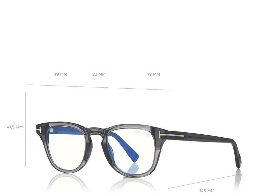 TOM FORD BLUE BLOCK SOFT ROUND OPTICALS - GREY - Image 4