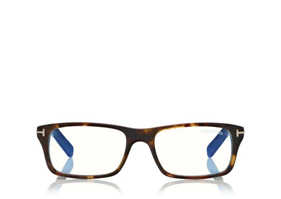 TOM FORD BLUE BLOCK RECTANGULAR OPTICALS - LIGHT HAVANA