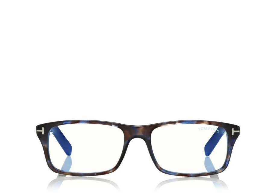 TOM FORD BLUE BLOCK RECTANGULAR OPTICALS - STRIPED BLACK HAVANA