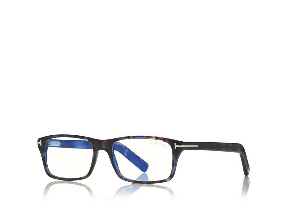 TOM FORD BLUE BLOCK RECTANGULAR OPTICALS - STRIPED BLACK HAVANA - Image 2