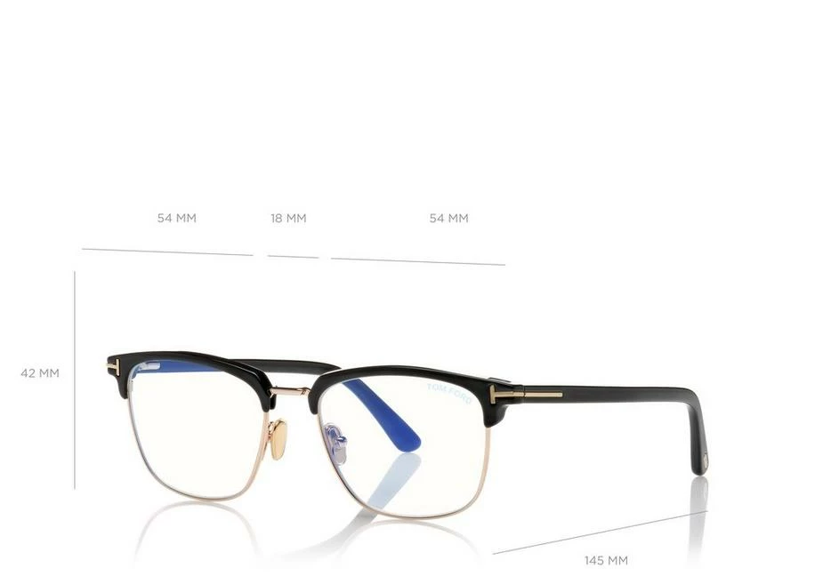TOM FORD BLUE BLOCK SOFT SQUARE MAGNETIC BRIDGE OPTICALS - BLACK - Image 4