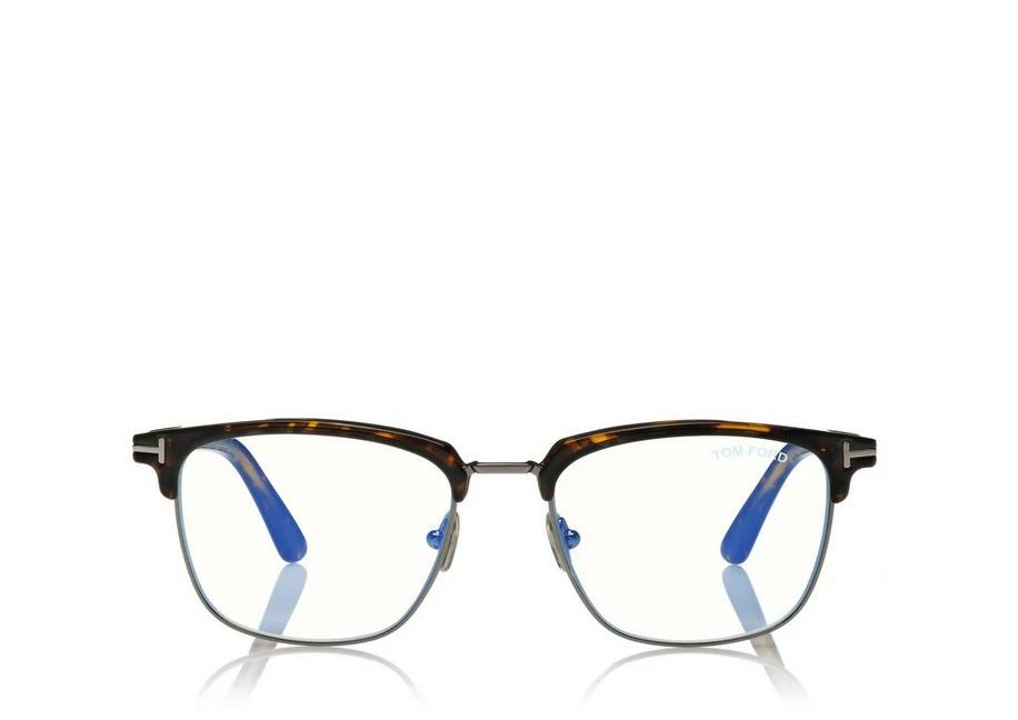 TOM FORD BLUE BLOCK SOFT SQUARE MAGNETIC BRIDGE OPTICALS - DARK HAVANA