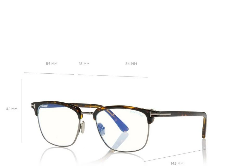 TOM FORD BLUE BLOCK SOFT SQUARE MAGNETIC BRIDGE OPTICALS - DARK HAVANA - Image 4