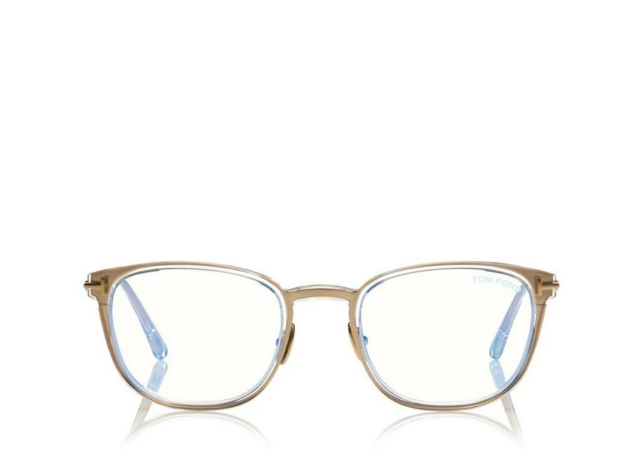 TOM FORD BLUE BLOCK SLIM RECTANGULAR OPTICALS - GOLD