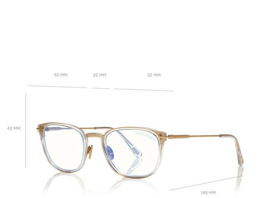 TOM FORD BLUE BLOCK SLIM RECTANGULAR OPTICALS - GOLD - Image 4