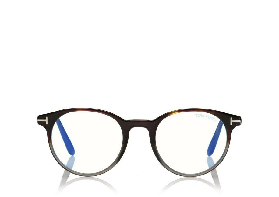 TOM FORD BLUE BLOCK ROUND SHAPE OPTICALS - STRIPED BLACK HAVANA