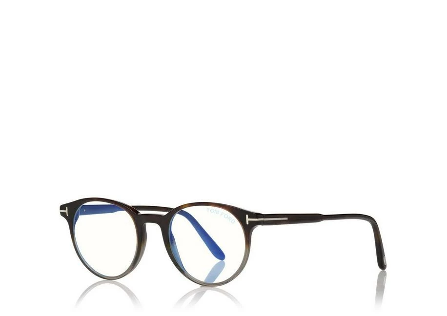 TOM FORD BLUE BLOCK ROUND SHAPE OPTICALS - STRIPED BLACK HAVANA - Image 2